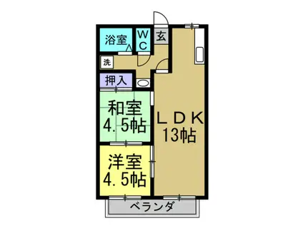 ハローユー柊(2LDK/1階)の間取り写真