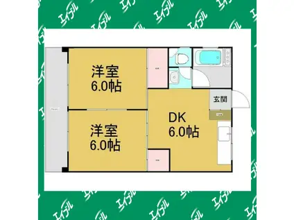 コーポ池上(2DK/2階)の間取り写真