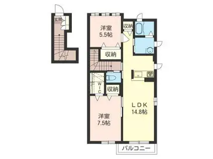 マシェリ クレスト(2LDK/2階)の間取り写真