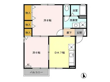 ジュネスハイム弐番館(2DK/1階)の間取り写真