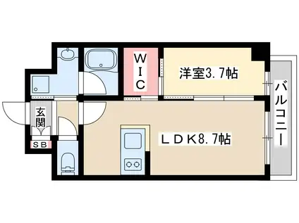 リヴェント福島(1LDK/13階)の間取り写真