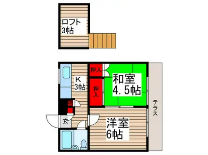 ジュネパレス松戸45(2K/1階)の間取り写真