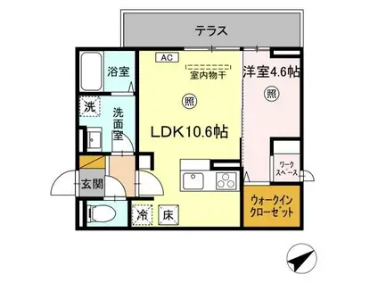 ラピス・ブルー(1LDK/1階)の間取り写真