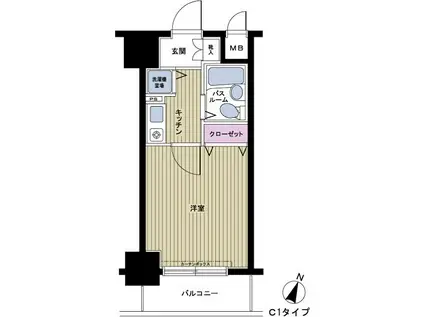 フェニックス笹塚壱番館(1K/2階)の間取り写真