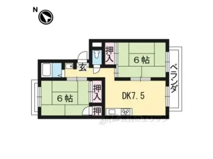 プレジールK(2DK/2階)の間取り写真