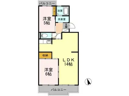 ハビテーションWADA(2LDK/3階)の間取り写真