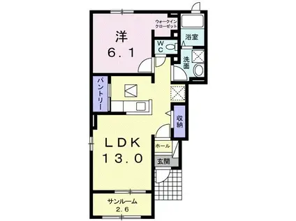 フォン ヴァサーミュレI(1LDK/1階)の間取り写真