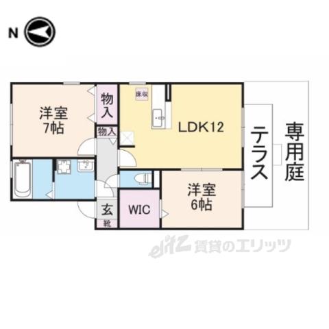 ヴェルジェⅢ(2LDK/1階)の間取り写真