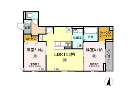 D-ROOM高須2丁目 B棟(2LDK/3階)の間取り写真