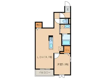 ハピネス II(1LDK/1階)の間取り写真