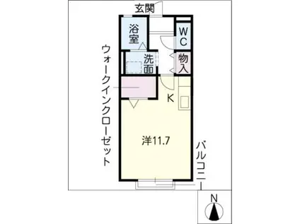 エスポワール・メゾン(ワンルーム/2階)の間取り写真