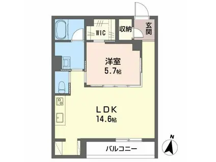 LUANA KAMISUGI(1LDK/2階)の間取り写真