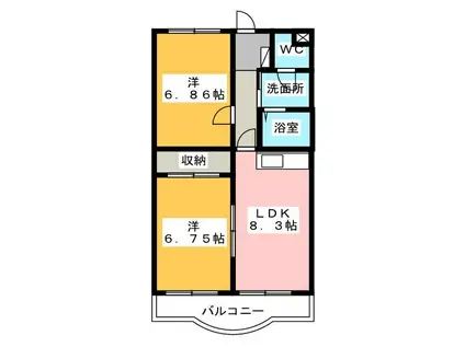 マンションアルボ(2LDK/4階)の間取り写真