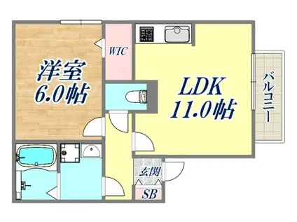 クレスト西宮東(1LDK/1階)の間取り写真