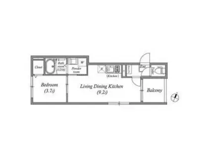 LE・CIEL 湊川公園(1LDK/1階)の間取り写真