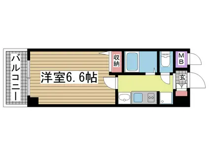 エステムコート三宮イーストIIリベルテ(1K/2階)の間取り写真