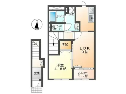 マ・グランX(1LDK/2階)の間取り写真