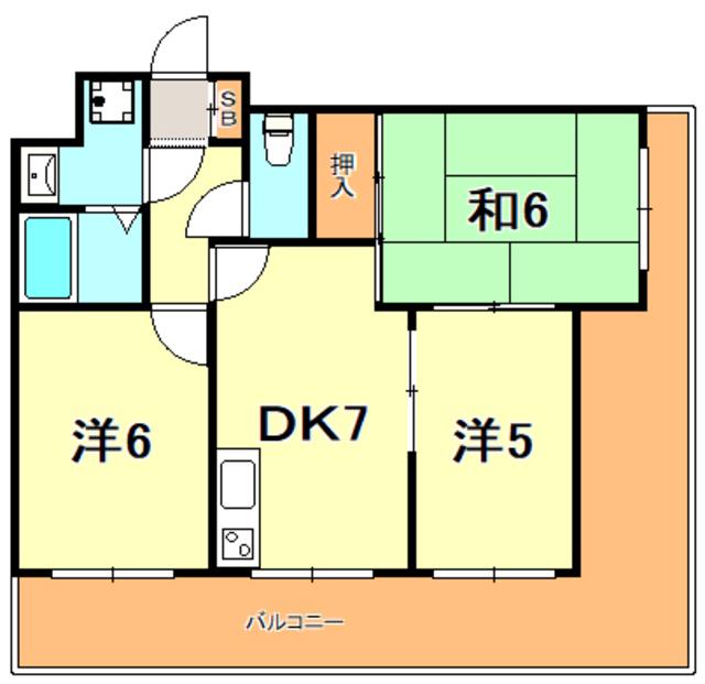 ヒルサイドテラス垂水(3DK/3階)の間取り写真