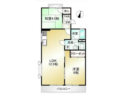 フォーレストヒルズI(2LDK/2階)の間取り写真