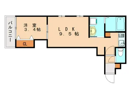 CHERIM南福岡VI(1LDK/3階)の間取り写真
