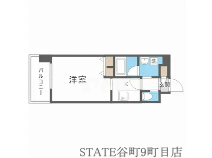 フレンシアノイエ難波南(1K/9階)の間取り写真