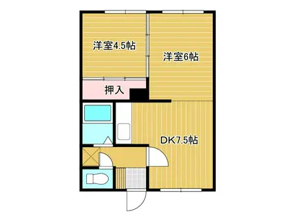 マンションわらべ(2DK/1階)の間取り写真
