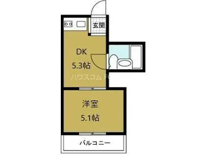 デイズハイツ三先(1DK/2階)の間取り写真