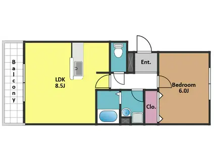 セキザン(1LDK/2階)の間取り写真