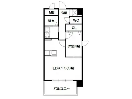 オンブラージュ九品寺(1LDK/8階)の間取り写真