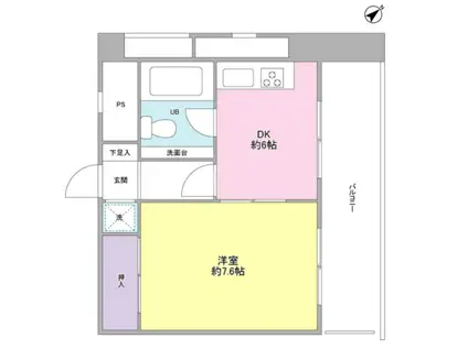 グリーン早稲田(1DK/9階)の間取り写真