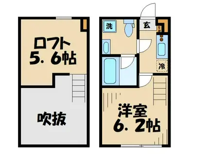 ヴィラ・トークス多摩(1K/2階)の間取り写真