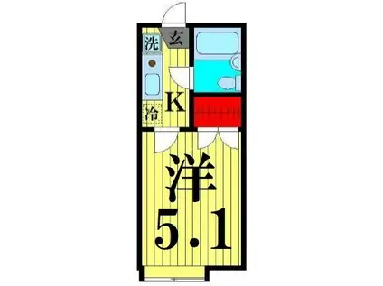 ベルウィング北綾瀬B(1K/2階)の間取り写真