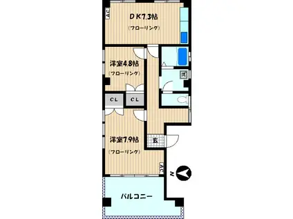 グッドウッド(2DK/2階)の間取り写真