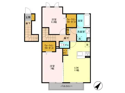 ヘルシーホーム THE 2ND(2LDK/2階)の間取り写真