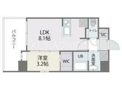 アルティザ博多ミッドシティ(1LDK/6階)の間取り写真