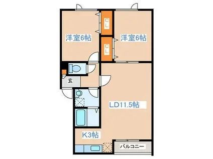 プラトウ(2LDK/2階)の間取り写真