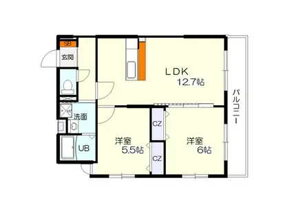 リッチヒルズ中央通(2LDK/4階)の間取り写真