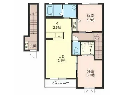 アルカンシエルB館(2LDK/2階)の間取り写真
