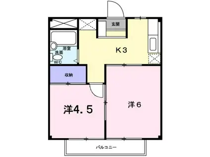 シティハイツ佐竹(2K/1階)の間取り写真