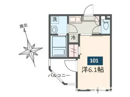 MELDIA船堀II(1K/1階)の間取り写真