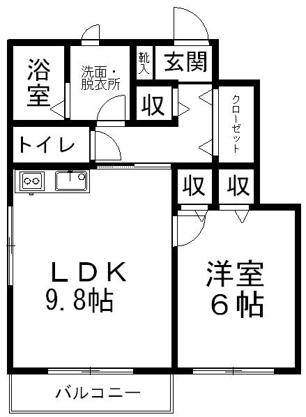 GREEN GABLES YAHABA(1LDK/1階)の間取り写真