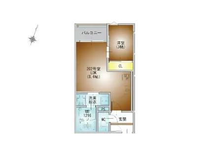 REGALEST守山III(1LDK/2階)の間取り写真