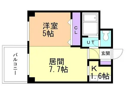 ハウスオブリザ北23条(1LDK/5階)の間取り写真