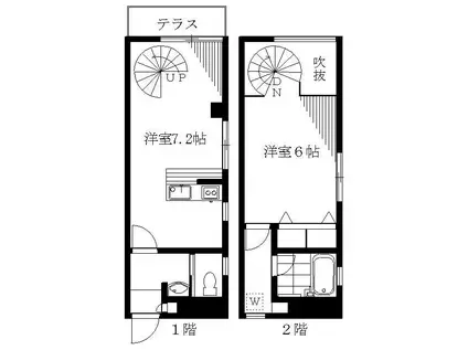 東急田園都市線 駒沢大学駅 徒歩8分 3階建 築22年(1DK/1階)の間取り写真