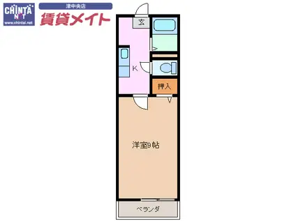 シーサイドルー(1K/1階)の間取り写真