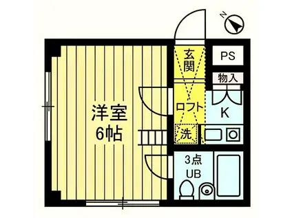 イリス三田(1K/3階)の間取り写真