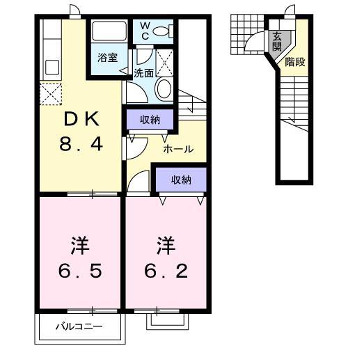 BIG APPLE・R(2DK/2階)の間取り写真