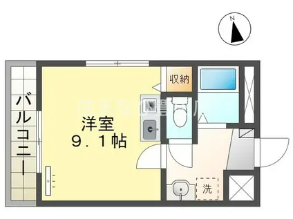 SUN UP ROYAL浄水II(ワンルーム/1階)の間取り写真