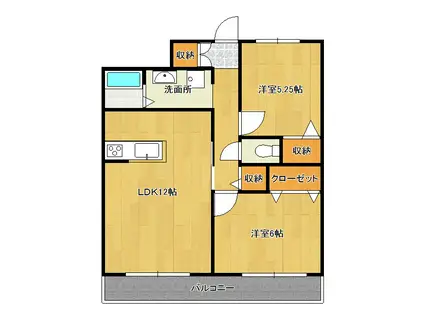 リュミエールB(2LDK/2階)の間取り写真