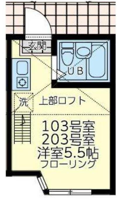 ユナイト境之谷プリンアラモード(ワンルーム/2階)の間取り写真